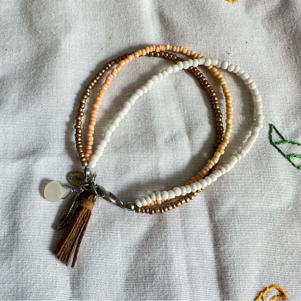 Express 3-Strand Seed Bead Charm Bracelet – Boho Style